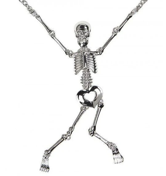 Zilver Skelet Halsketting Voor Halloween 1 Zilver Skelet Halsketting Voor Halloween