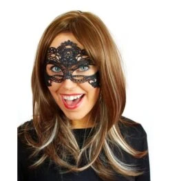 Zwart Kanten Masker Lang