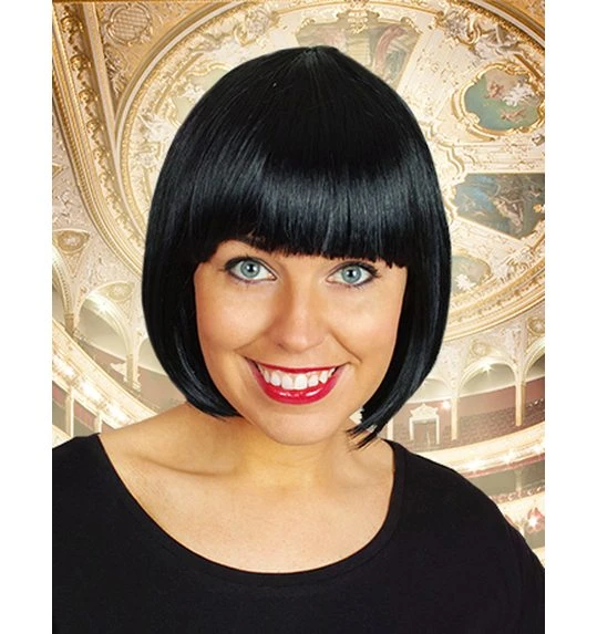 Zwarte Korte Bob Pruik Carré Sophia 1 Zwarte Korte Bob Pruik Carré Sophia