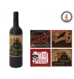 Halloween Wijn Fles Etiketten 4 Stuks