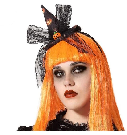 Halloween Heks Hoedje Mini Met Pompoen 1 Halloween Heks Hoedje Mini Met Pompoen