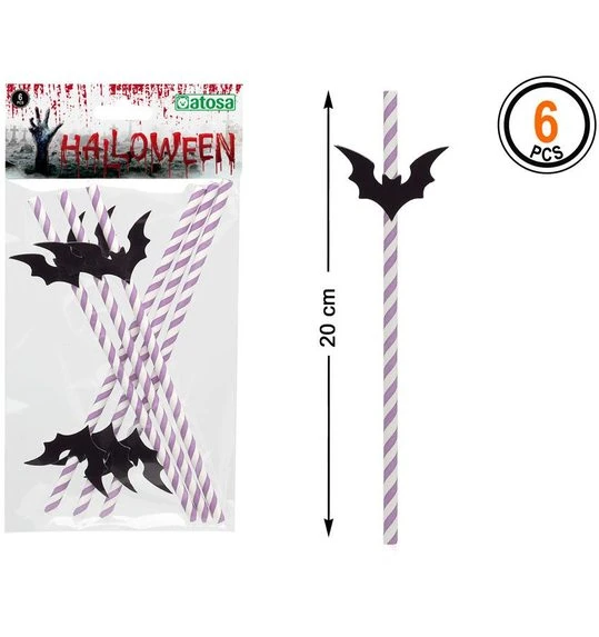 Halloween Rietjes Met Vleermuis 1 Halloween Rietjes Met Vleermuis