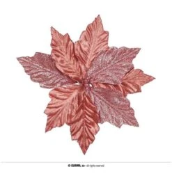 Kerst Deco Bloem Roze 22cm