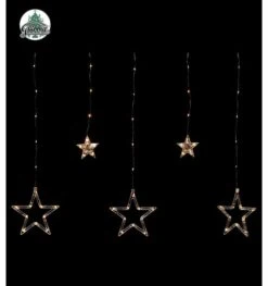 Kerst Licht Gordijn 12 Stars White Warm