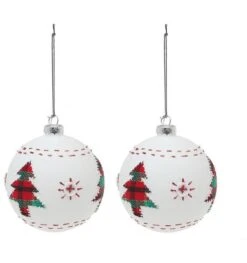 Kerstbal Wit Met Boom