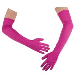 Lange Fuchsia Handschoenen 60 Cm