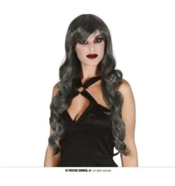 Lange Grijze Luxe Pruik