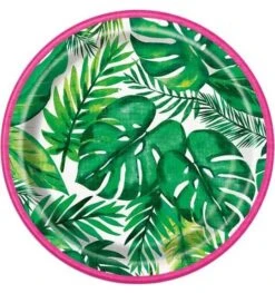 Papieren Borden Palm Tropical Luau 18cm 8st.