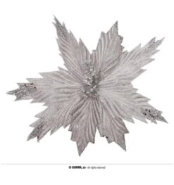 Zilveren Deco Bloem Kerst 25cm